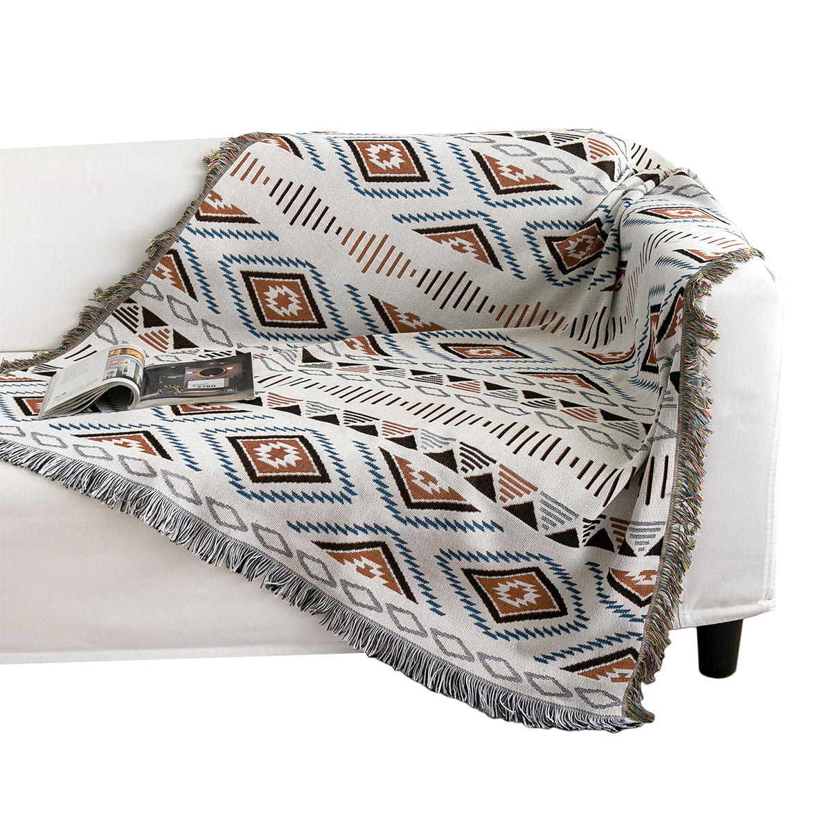 Vintage Polka Dot Woven Poly-Cotton Blanket