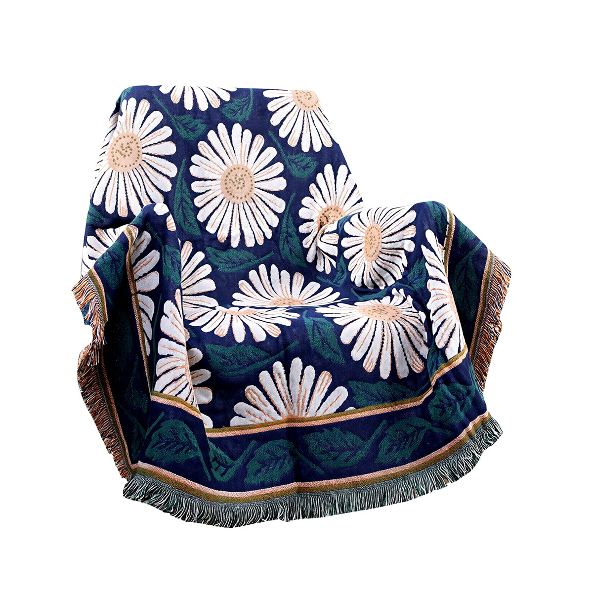 Cotton-Poly Daisy Woven Blanket