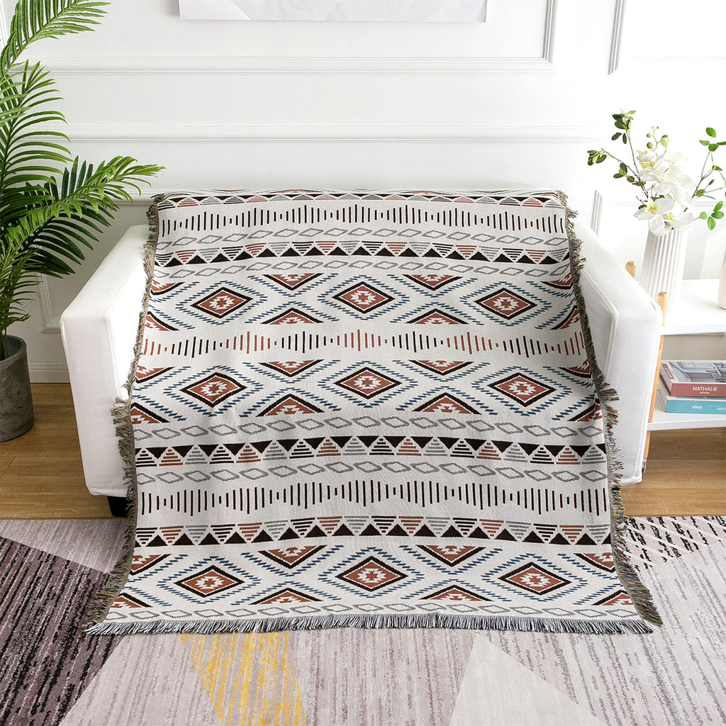 Vintage Polka Dot Woven Poly-Cotton Blanket