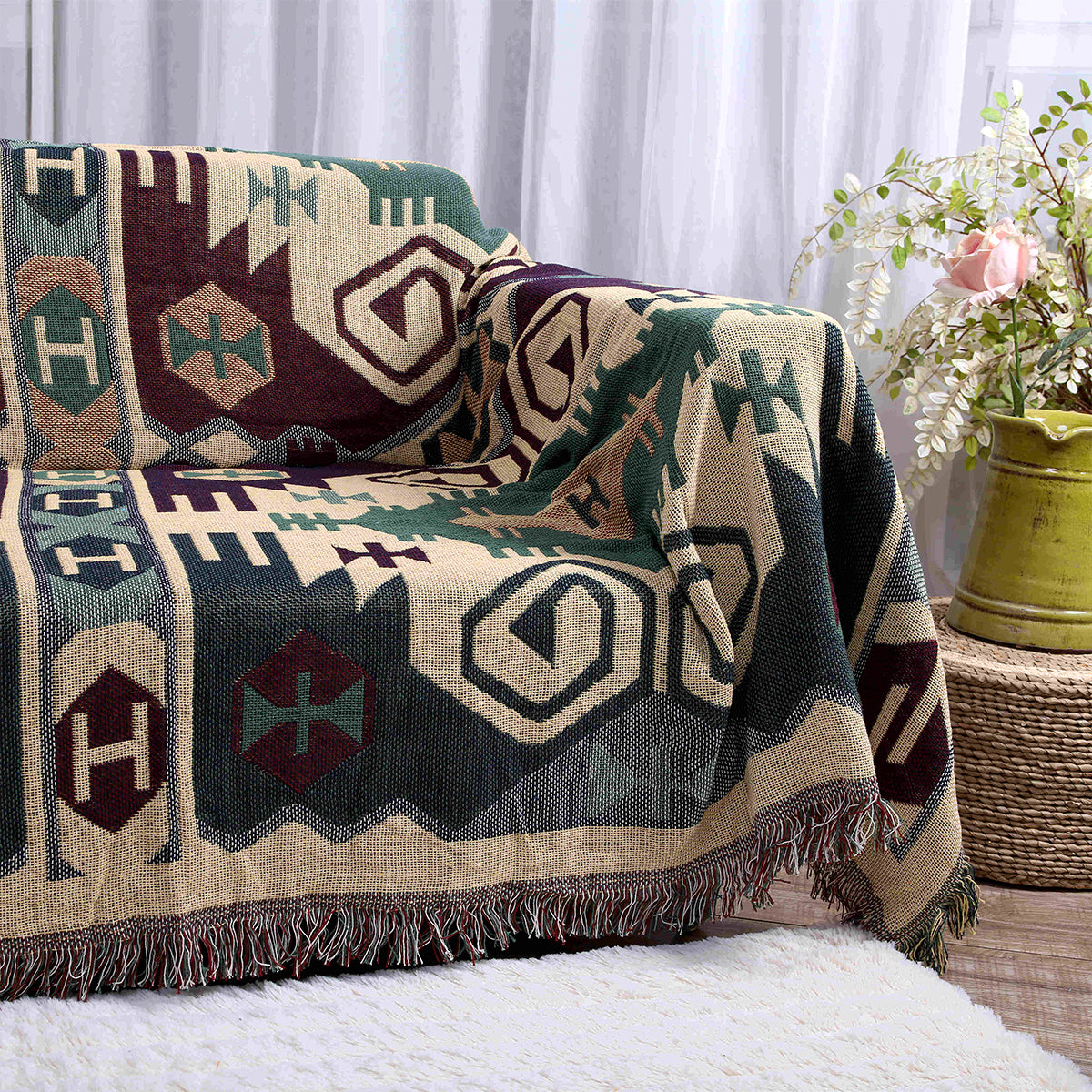 Geometric Jacquard Woven Blanket