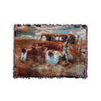 Vintage Oil Painting Truck Woven Blanket