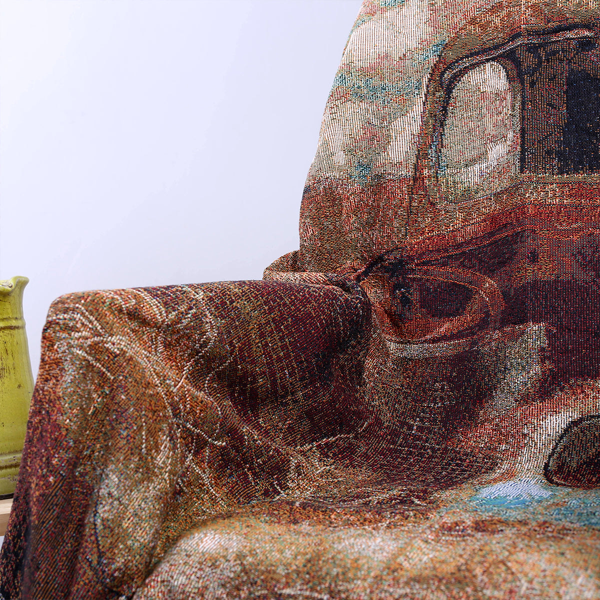 Vintage Oil Painting Truck Woven Blanket