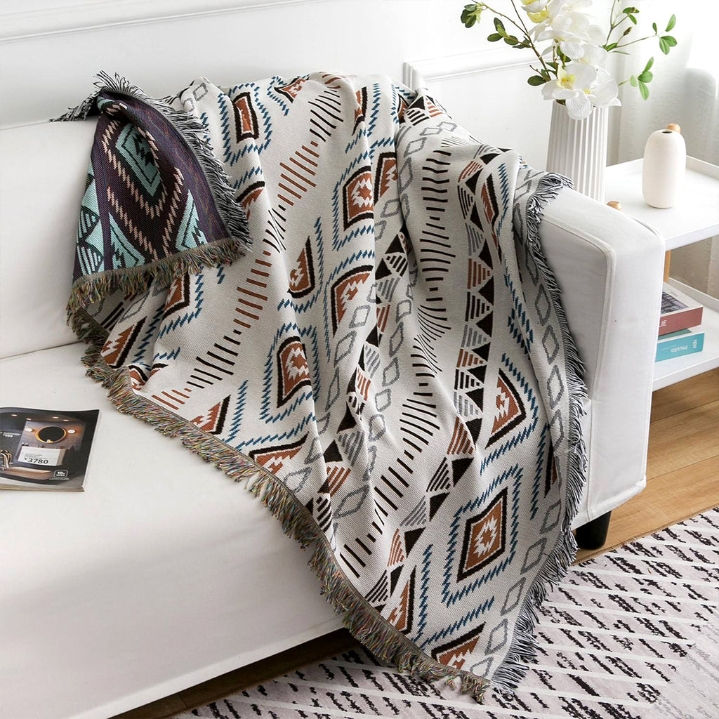 Vintage Polka Dot Woven Poly-Cotton Blanket