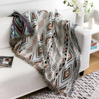 Vintage Polka Dot Woven Poly-Cotton Blanket