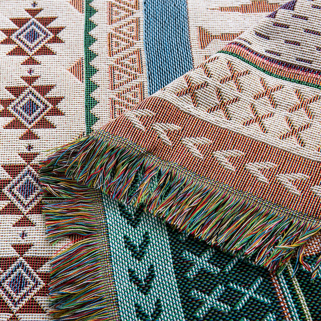 Morandi Geometric Woven Blanket