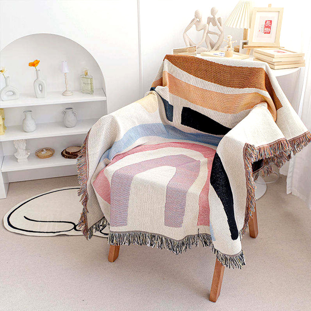 Warm Floral Woven Blanket
