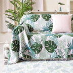 Monstera Leaf Pattern Woven Blanket