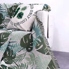 Monstera Leaf Pattern Woven Blanket