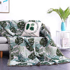 Monstera Leaf Pattern Woven Blanket