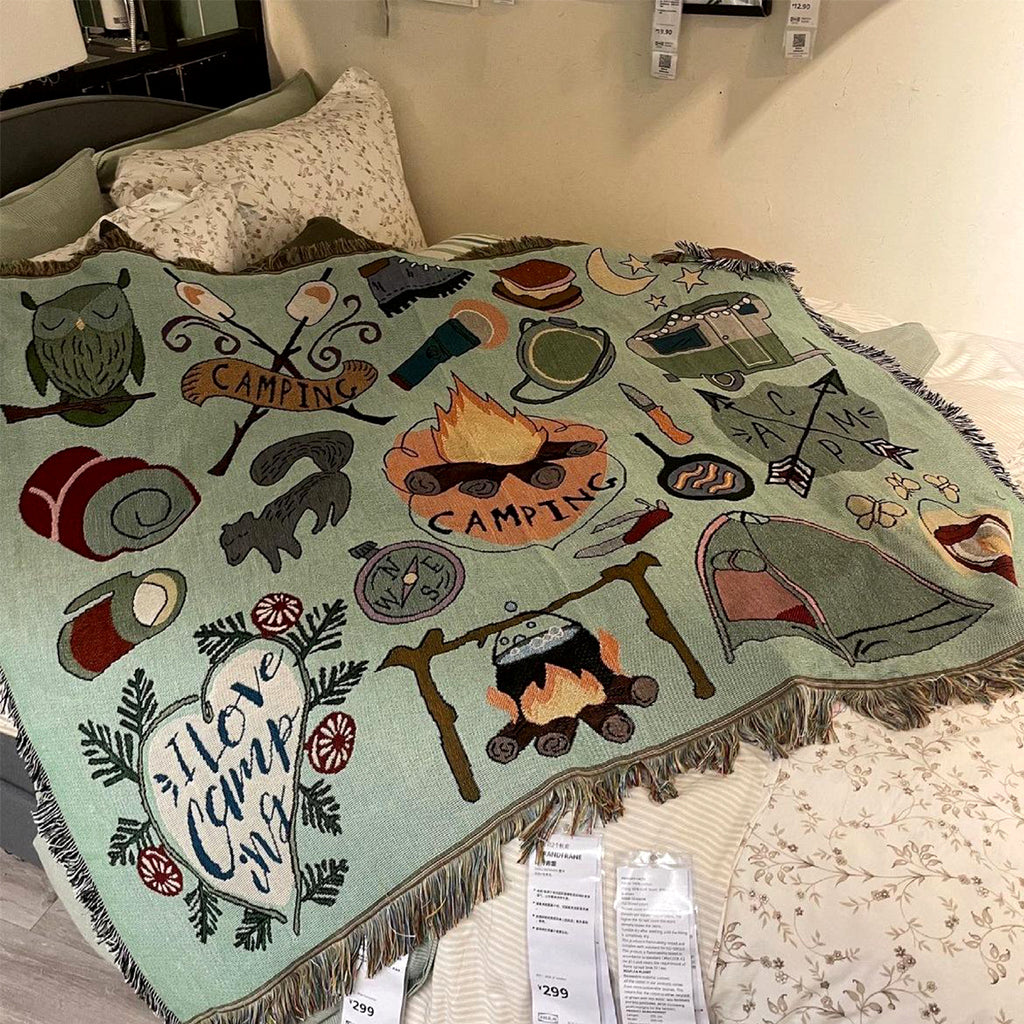 Cute Cartoon Pattern Woven Blanket