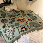Cute Cartoon Pattern Woven Blanket