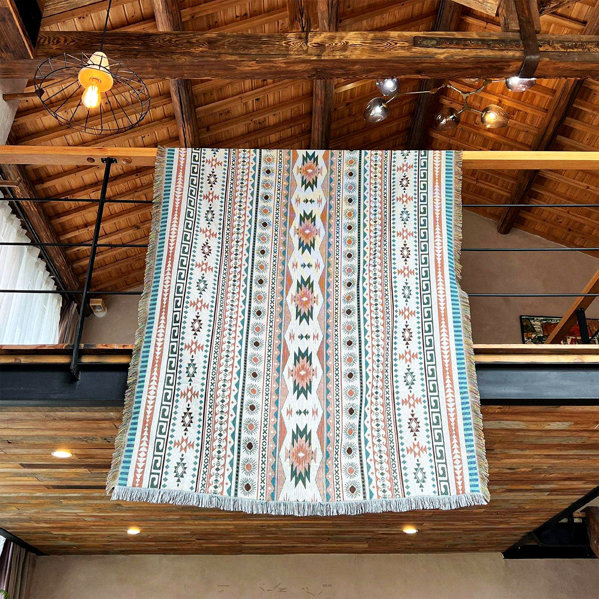 Bohemian Striped Woven Portable Blanket