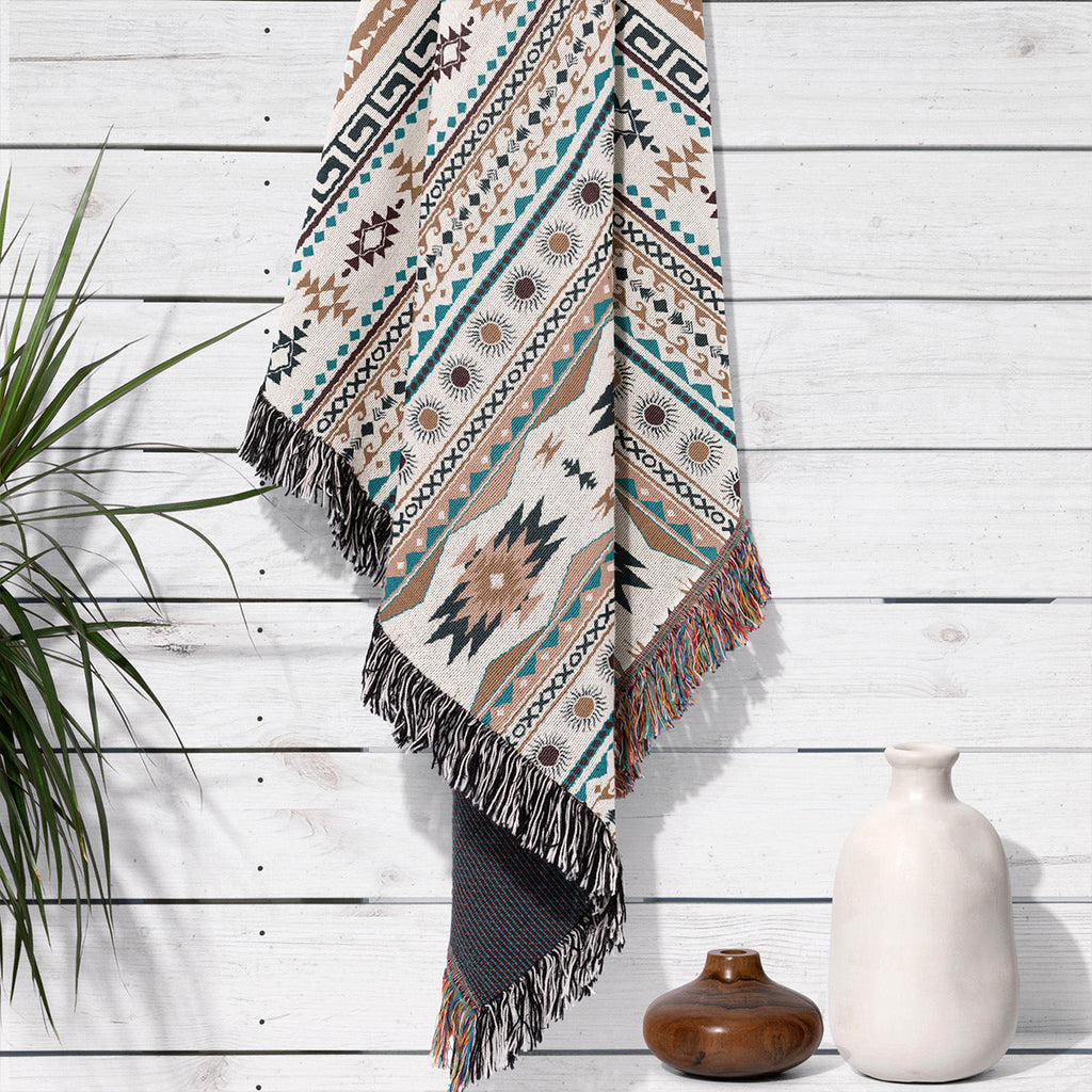 Bohemian Striped Woven Portable Blanket