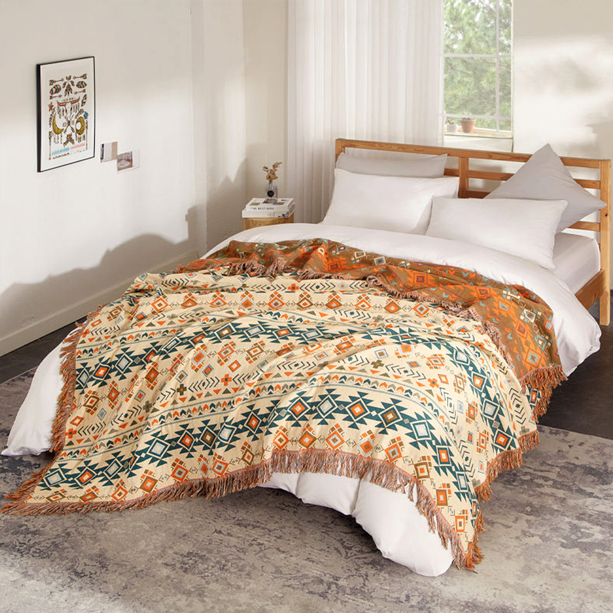 Vintage Floral Bohemian Jacquard Blanket