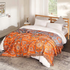 Vintage Floral Bohemian Tassel Blanket