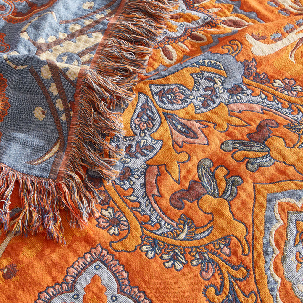 Vintage Floral Bohemian Tassel Blanket