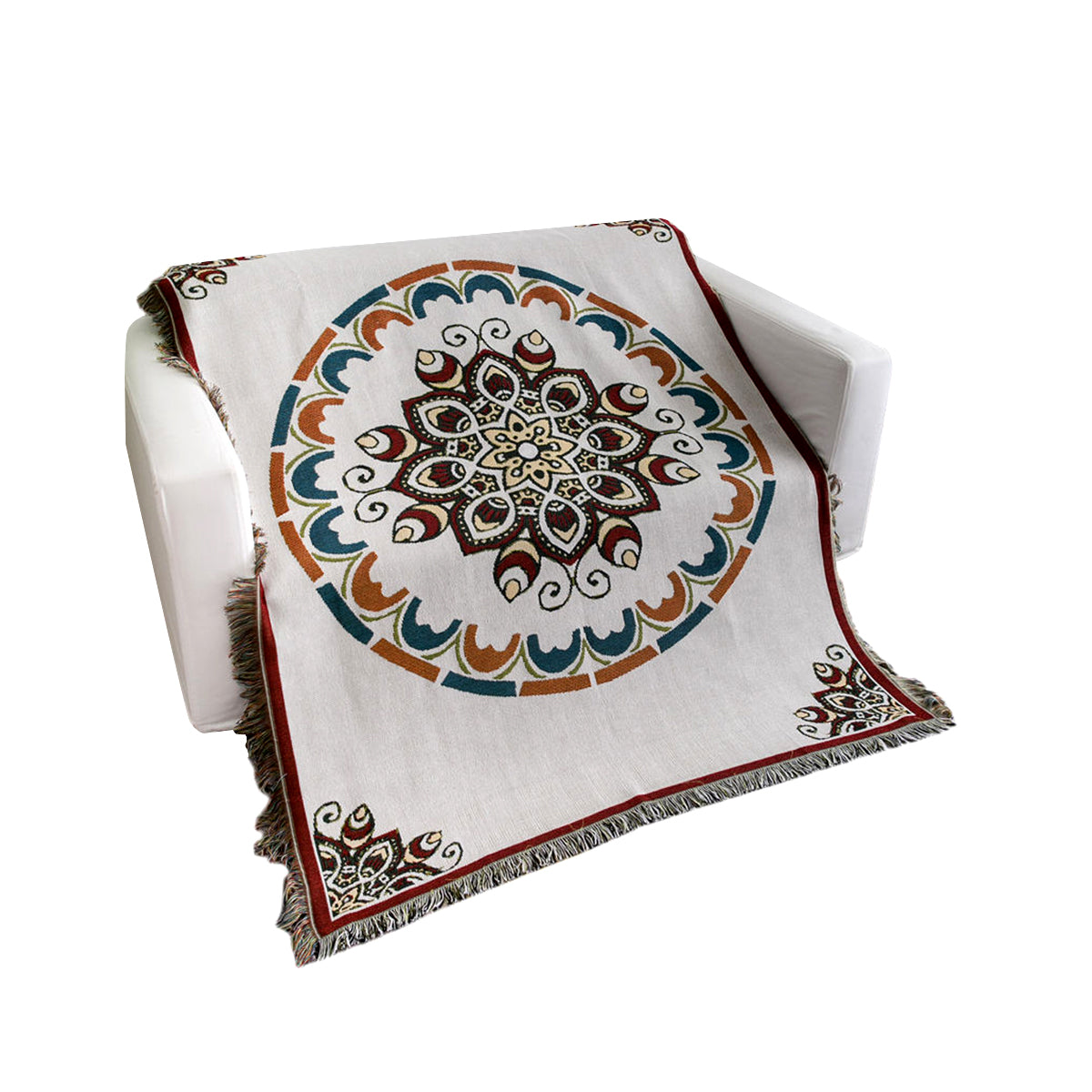 Cotton-Poly Blend Tassel Throw