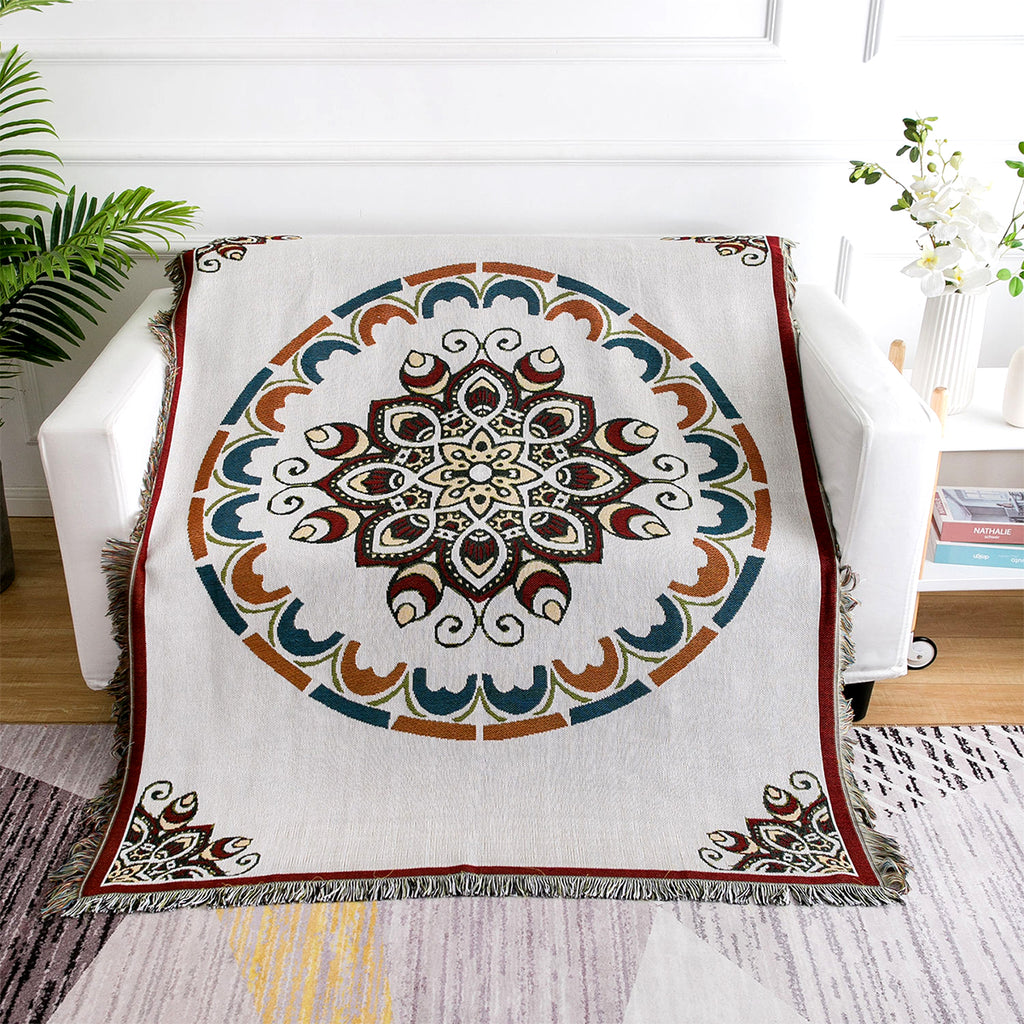 Cotton-Poly Blend Tassel Throw