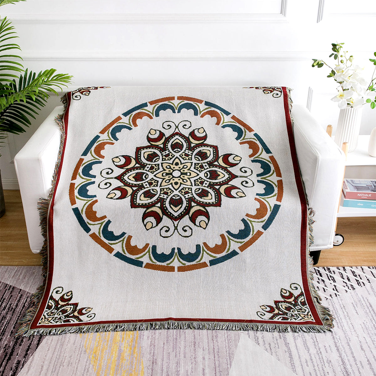 Cotton-Poly Blend Tassel Throw