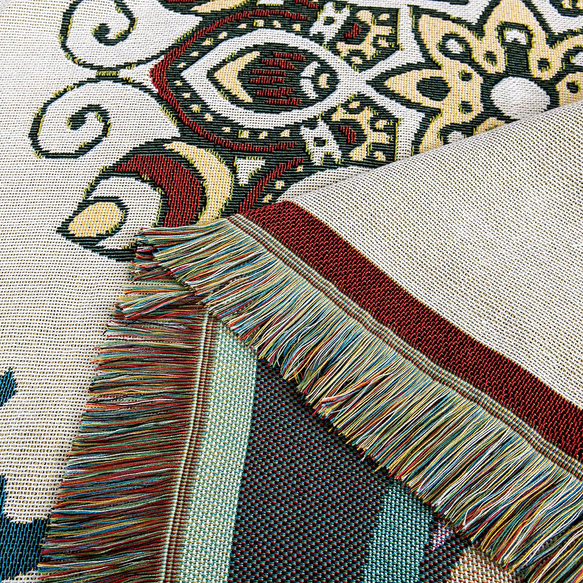 Cotton-Poly Blend Tassel Throw