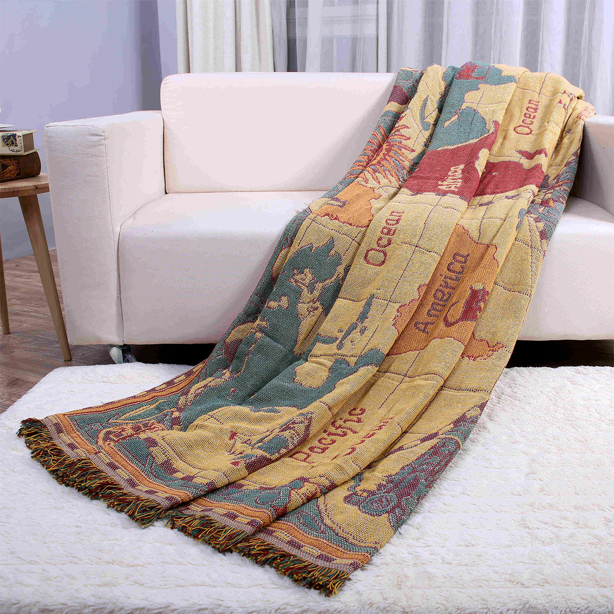 Vintage Jacquard Tassel Blanket