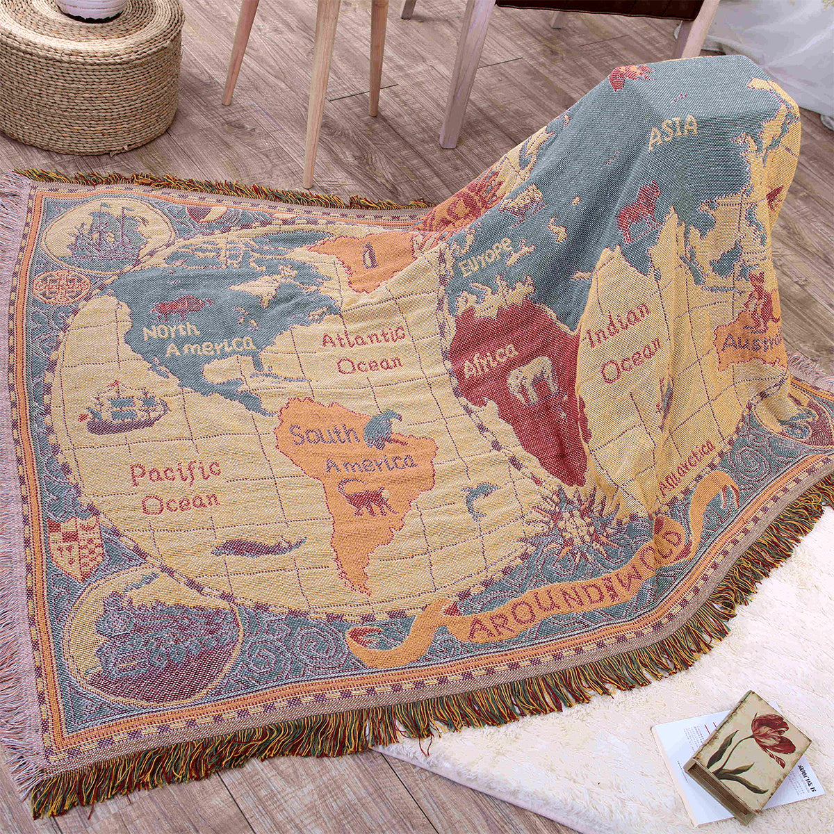 Vintage Jacquard Tassel Blanket