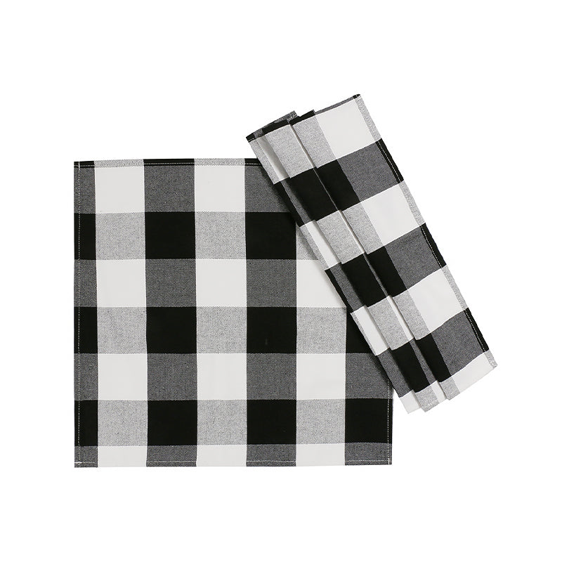 Black and White Striped Check Placemat