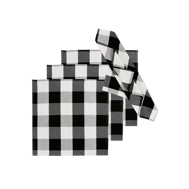 Black and White Striped Check Placemat