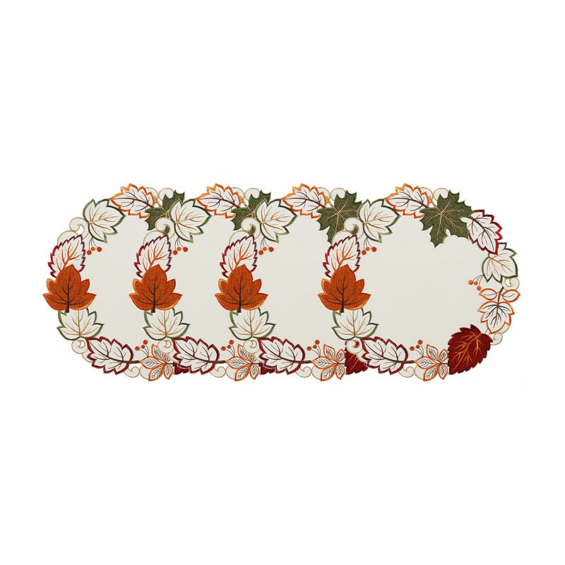 Brown Green Leaf Round Placemat