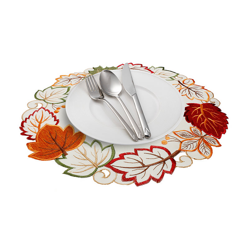 Brown Green Leaf Round Placemat