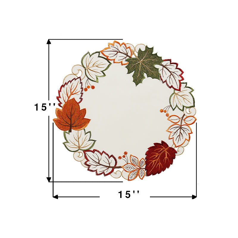 Brown Green Leaf Round Placemat