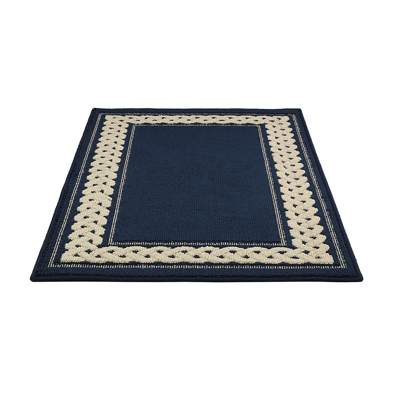 Deep Blue Cable Knit Pattern Carpet