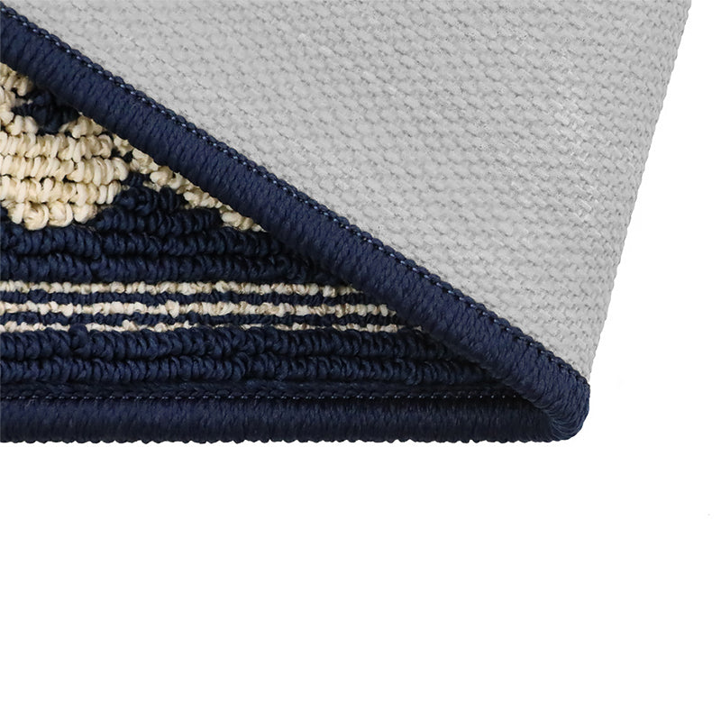 Deep Blue Cable Knit Pattern Carpet