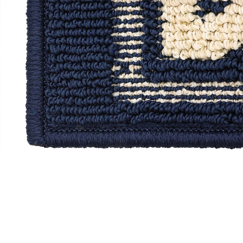 Deep Blue Cable Knit Pattern Carpet