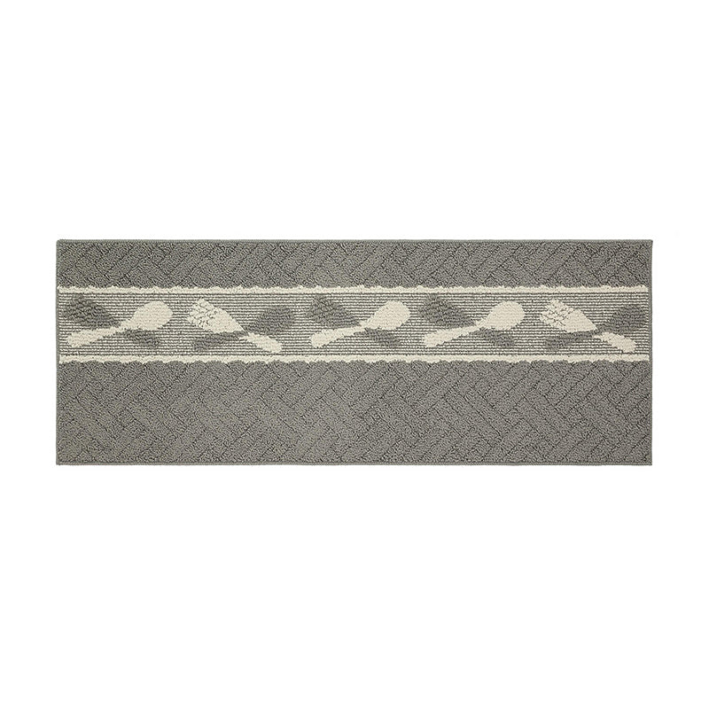 Gray Dining Utensils Pattern Rug