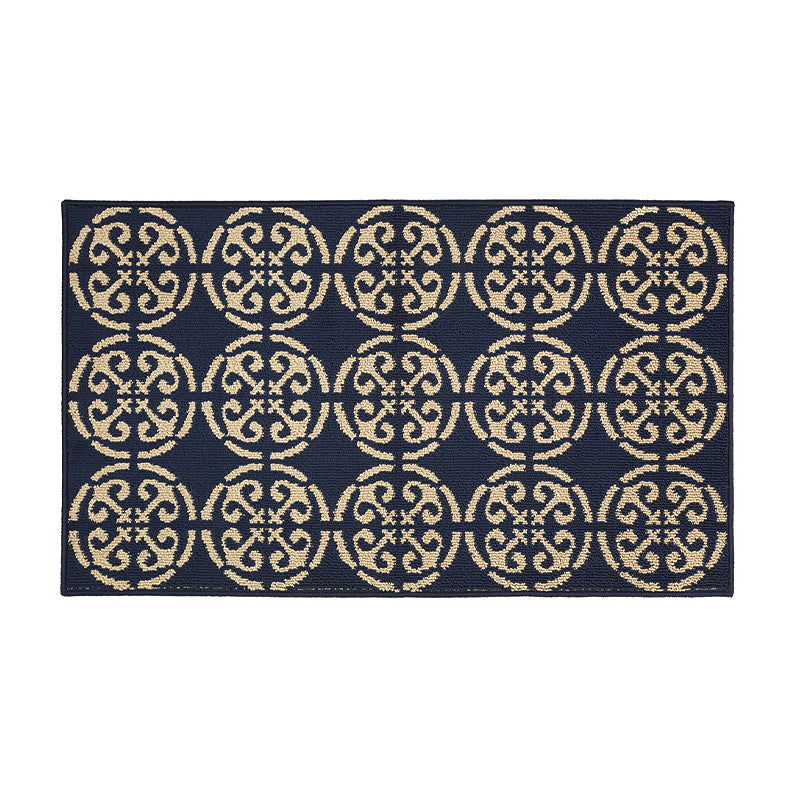Deep Blue Irregular Pattern Rug