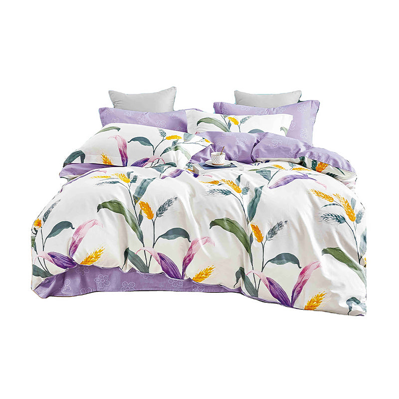 100% Cotton Plant Print Bedding Set – 4 Pieces