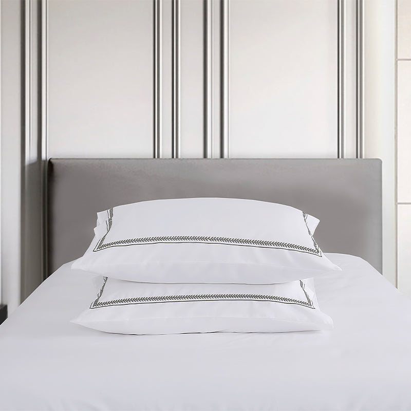 Solid Color Embroidered 4-Piece Bedding Set