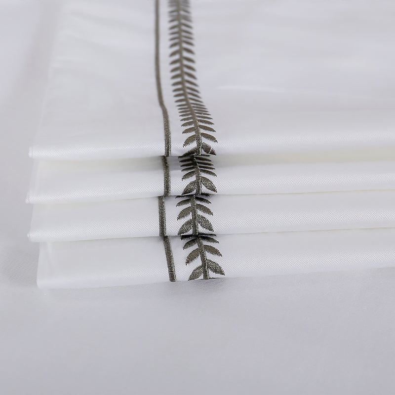 Solid Color Embroidered 4-Piece Bedding Set