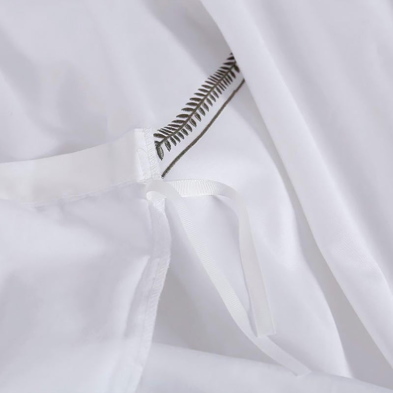 Solid Color Embroidered 4-Piece Bedding Set