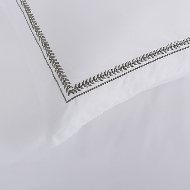 Solid Color Embroidered 4-Piece Bedding Set