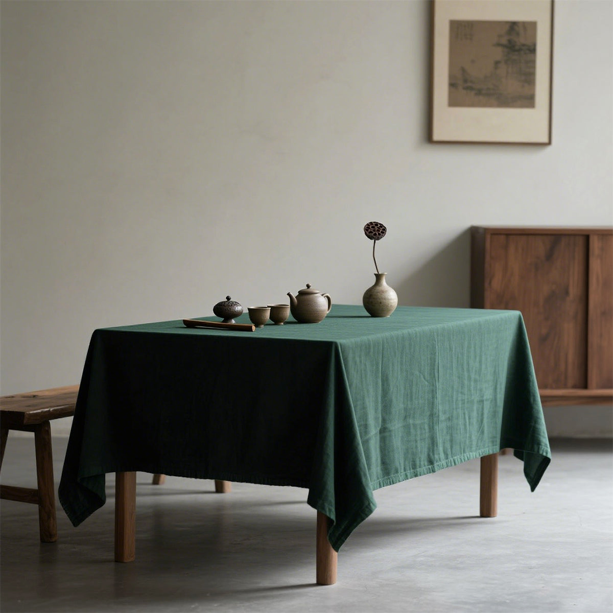 Dark Green Polyester Tablecloth