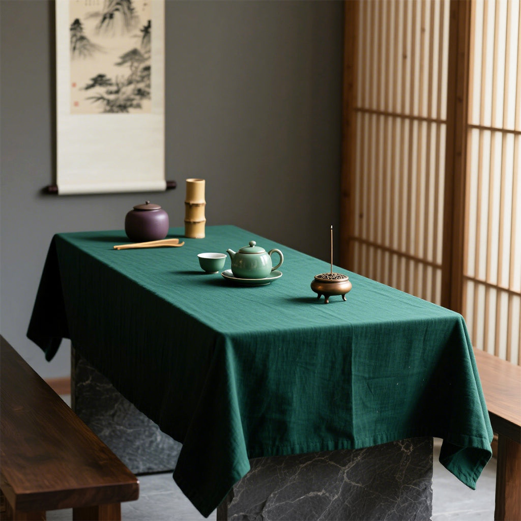 Dark Green Polyester Tablecloth