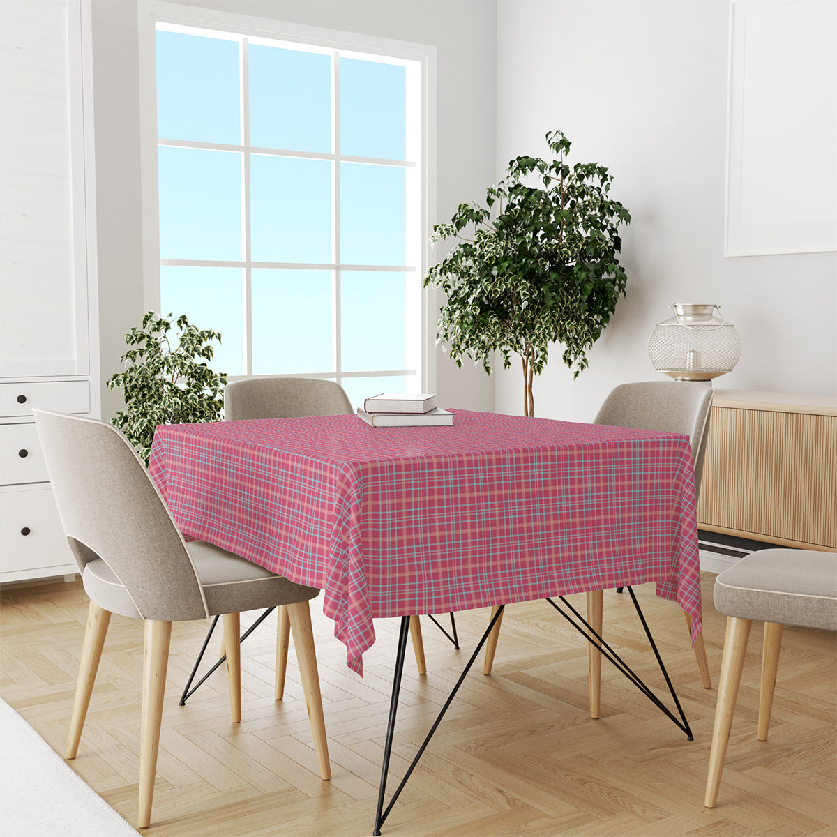 Pink Plaid Tablecloth