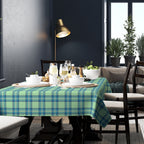Blue-Green Plaid Tablecloth