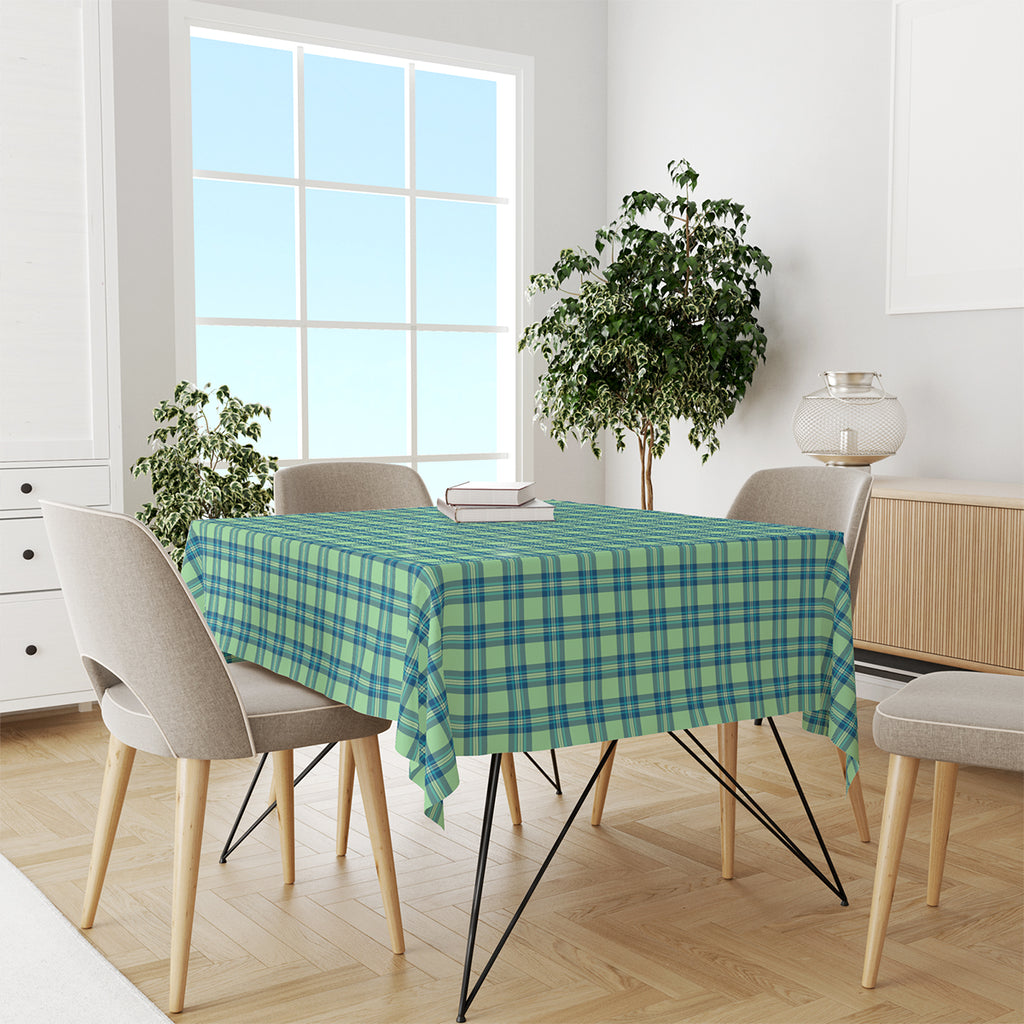Blue-Green Plaid Tablecloth