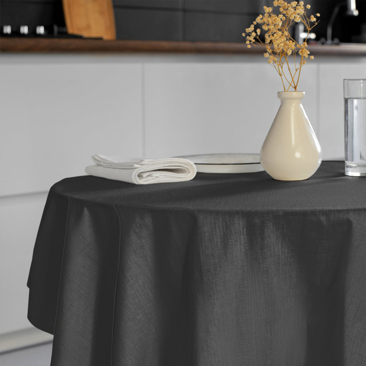 Black Round Tablecloth