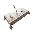 European Style Plaid Tablecloth with Tassels