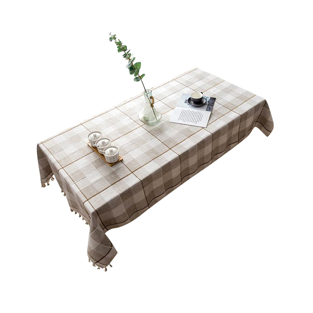 European Style Plaid Tablecloth with Tassels