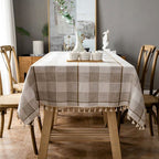 European Style Plaid Tablecloth with Tassels